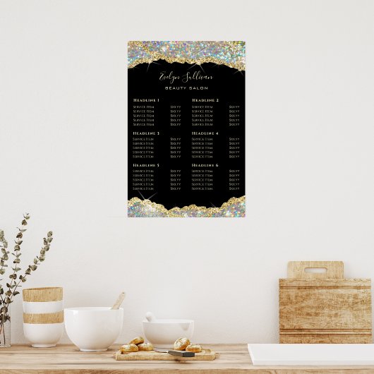 フェイクグリッター金ゴールド続行価格表ポスター ポスター (キッチン)