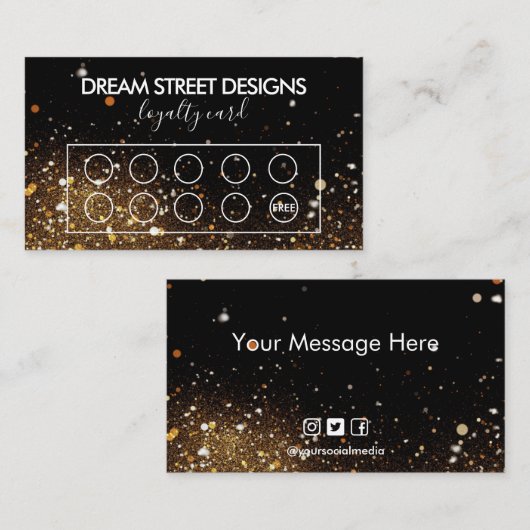 フェイクグリッター金ゴールド&ブラックロイヤリティカスタムカード 名刺 (正面/裏面)