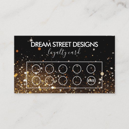 フェイクグリッター金ゴールド&ブラックロイヤリティカスタムカード 名刺 (正面)