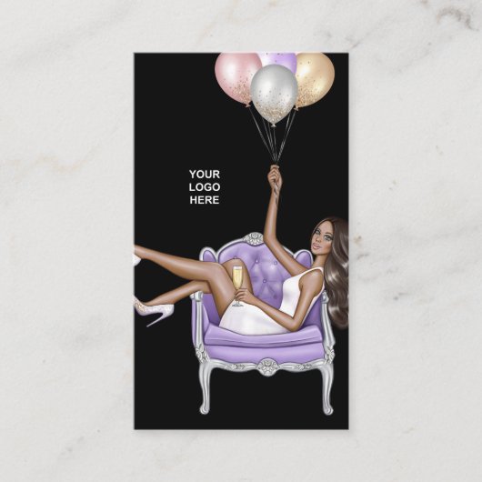 フェイクグリッター風船パーティープランナー名刺 名刺 (正面)