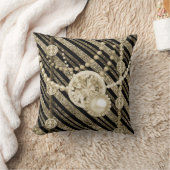 フェイクグリッター&ジュエリー金ゴールド&ブラックトーンスクエア クッション (ブランケット)