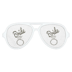 フェイクグリッター「花嫁」タイポグラフィとダイヤモンドリングや輪 アビエーターサングラス