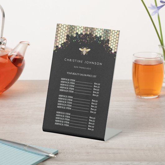 フェイクグリッターbeeデザイン価格表台座標識 台座サイン (インサイチュ)