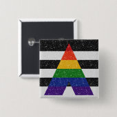 フェイクグリッターLGBT同盟国プライドフラグの背景 缶バッジ (正面&裏面)