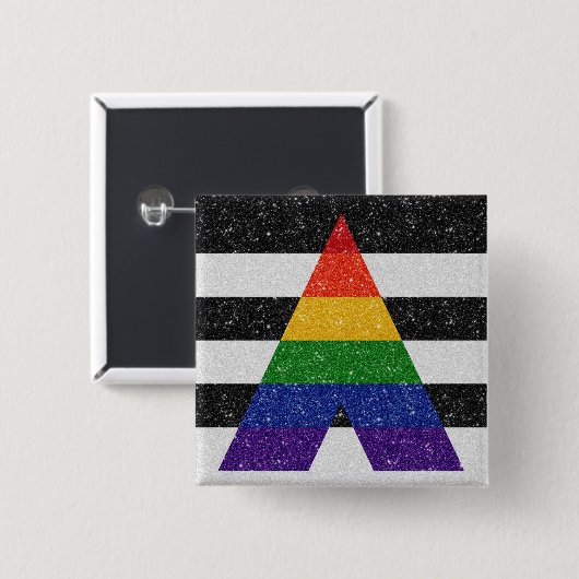 フェイクグリッターLGBT同盟国プライドフラグの背景 缶バッジ (正面&裏面)