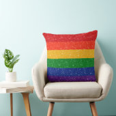 フェイクグリッターLGBTQプライドレインボー国旗 クッション (椅子)
