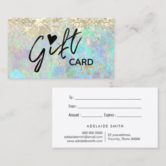 フェイクグリッターopalテクスチャギフト証明書 名刺 (正面/裏面)