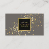フェイクグレーのビジネスモダンカードの金ゴールド紙吹雪 名刺 (正面)