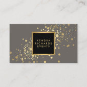 フェイクグレーのビジネスモダンカードの金ゴールド紙吹雪 名刺 (正面)