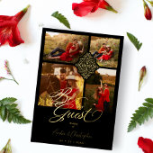 フェイクゴールデンラグジュアリーフィリグリー4写真結婚ズ 箔招待状