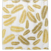 フェイクゴールドパームリーフ柄 シャワーカーテン (正面)