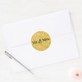 フェイクゴールドラメ Mr. & Mrs. ウェディング ラウンドシール (封筒)