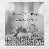 フェイクシルバーの名前エレガントの日付スクリプト ワインラベル (シングルラベル)