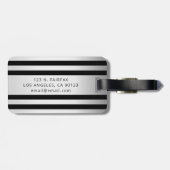 フェイクシルバーグレイとブラックストライプ |名前とイニシャル ラゲッジタグ (裏面横)