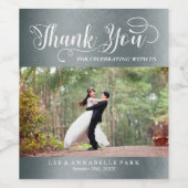 フェイクシルバーサンキューカスタムフォト結婚式の引き出物 ワインラベル (シングルラベル)