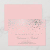 フェイクシルバーフォイルコンフェッティ ブラッシュ レセプションカード エンクロージャーカード (正面/裏面)