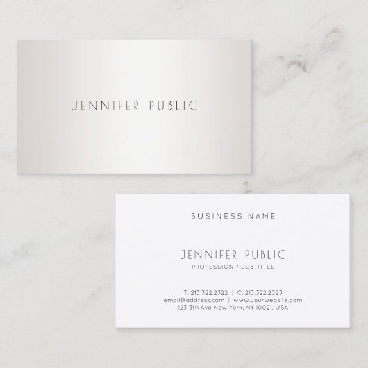 フェイクシルバーモダンミニマエレガントリストテンプレートトップ 名刺 (正面/裏面)