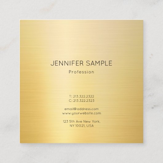 フェイクシンプルミニマルモダンエレガント金ゴールド スクエア名刺 (裏面)