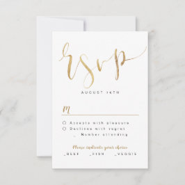 フェイクシンプルモダン金ゴールドScript Wedding RSVP