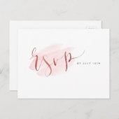 フェイクシンプルモダン金ゴールドScript Wedding RSVP インビテーションポストカード (正面/裏面)