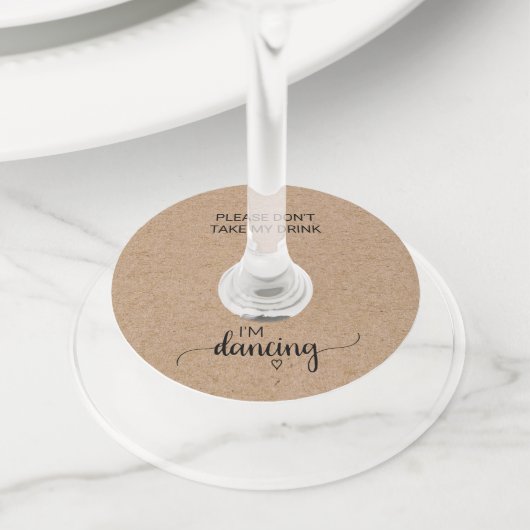 フェイクシンプルKraft飲み物は飲まない踊り ワイングラスタグ (クローズアップ)