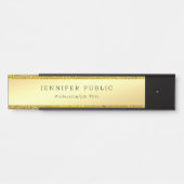 フェイクスタイリッシュ金ゴールドモダングリッターテンプレート サインプレート (正面)