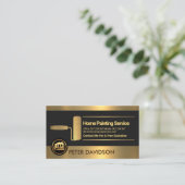 フェイクストライプ金ゴールドロ絵を描ーラブラシ画家 名刺 (スタンド正面)