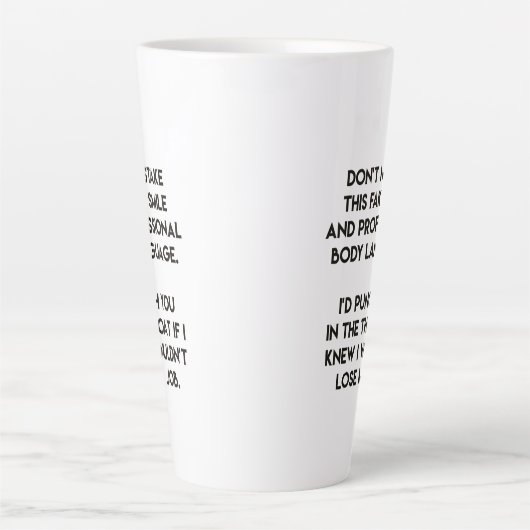 フェイクスマイルおもしろい-,皮肉引用文 カフェラテマグ (正面)