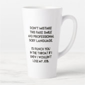 フェイクスマイルおもしろい-,皮肉引用文 カフェラテマグ (右)