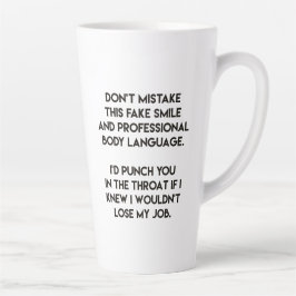 フェイクスマイルおもしろい-，皮肉引用文 カフェラテマグ