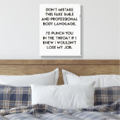 フェイクスマイルおもしろい-,皮肉引用文 キャンバスプリント (インサイチュ (寝室))