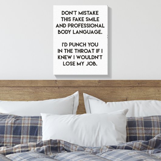 フェイクスマイルおもしろい-,皮肉引用文 キャンバスプリント (インサイチュ (寝室))