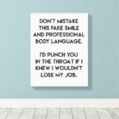 フェイクスマイルおもしろい-,皮肉引用文 キャンバスプリント (インサイチュ (ウッドフロア))