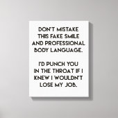 フェイクスマイルおもしろい-,皮肉引用文 キャンバスプリント (正面)