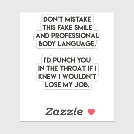 フェイクスマイルおもしろい-,皮肉引用文 シール (シート)