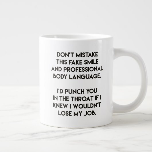 フェイクスマイルおもしろい-,皮肉引用文 ジャンボコーヒーマグカップ (右)