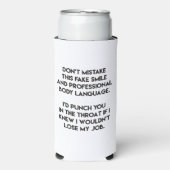 フェイクスマイルおもしろい-，皮肉引用文 スリム缶クーラー (Seltzer正面)