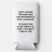 フェイクスマイルおもしろい-，皮肉引用文 スリム缶クーラー (裏面)