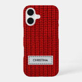 フェイクセーターのニット カスタムネーム入りスマホケース iPhone 16ケース (裏面)