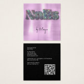 フェイクダイアモンホログラフィ爪、 ネイル名刺 (正面&裏面)