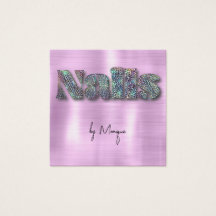 フェイクダイアモンホログラフィ爪、 ネイル名刺