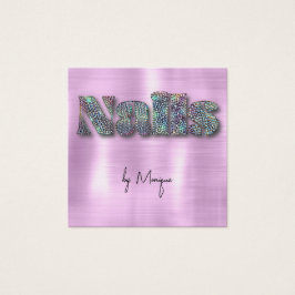 フェイクダイアモンホログラフィ爪、 ネイル名刺