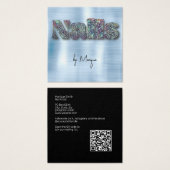 フェイクダイアモンホログラフィ爪、 ネイル名刺 (正面&裏面)