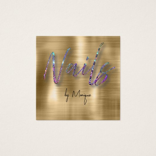 フェイクダイアモンホログラフィ爪、 ネイル名刺 (正面)