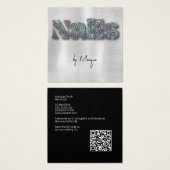 フェイクダイアモンホログラフィ爪、 ネイル名刺 (正面&裏面)