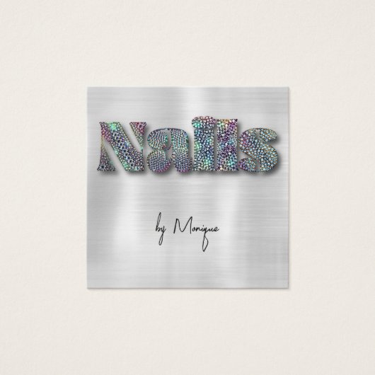 フェイクダイアモンホログラフィ爪、 ネイル名刺 (正面)