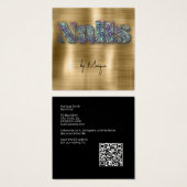 フェイクダイアモンホログラフィ爪、 ネイル名刺 (正面&裏面)