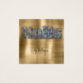 フェイクダイアモンホログラフィ爪、 ネイル名刺