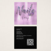 フェイクダイアモンホログラフィ爪、 ネイル名刺 (正面&裏面)