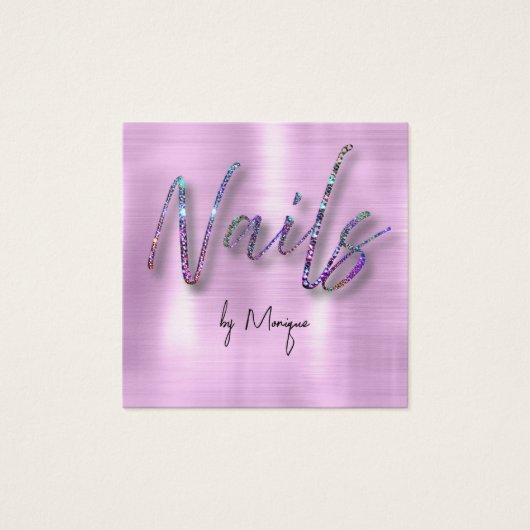 フェイクダイアモンホログラフィ爪、 ネイル名刺 (正面)